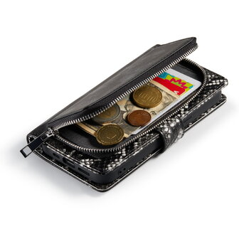 iPhone 13 Mini - Zwart - 2 in 1 Slangen Portemonnee Book Case met Rits