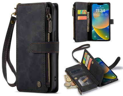 iPhone 14 Charcoal Gray - Book Case met Rits