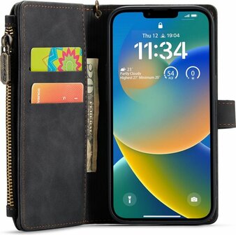 iPhone 14 Charcoal Gray - Book Case met Rits