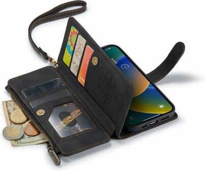 iPhone 14 Charcoal Gray - Book Case met Rits