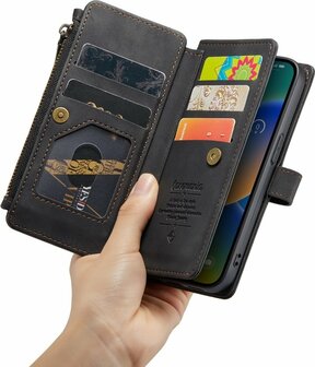 iPhone 14 Charcoal Gray - Book Case met Rits