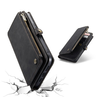 iPhone 15 Charcoal Gray - MagSafe Book Case met Rits