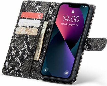 iPhone 13 Zwart - 2 in 1 Slangen Book Case