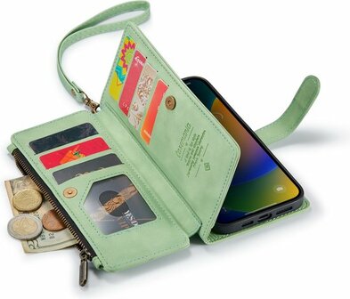 iPhone 14 Pro Pistache Green - Book Case met Rits