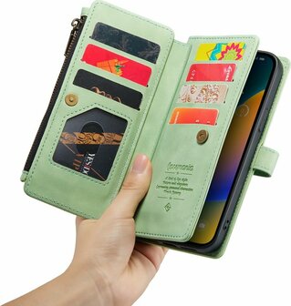 iPhone 14 Pro Pistache Green - Book Case met Rits