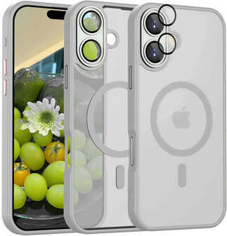 iPhone 16 Plus - Matte MagSafe Armor Back Cover - Grijs