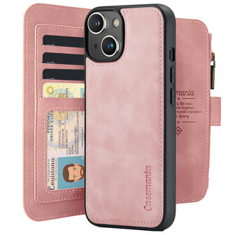 iPhone 15 - Pale Pink - 2 in 1 Rits Book Case