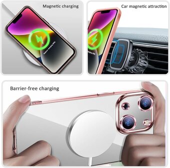 iPhone 14 Roze - TPU Back Cover Geschikt voor Magsafe