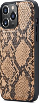 iPhone 13 Pro Beige - 2 in 1 Slangen Book Case