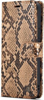 iPhone 13 Pro Beige - 2 in 1 Slangen Book Case