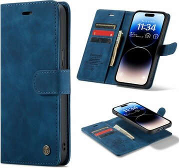 iPhone 14 Pro Max Navy Blue- 2 in 1 Book Case