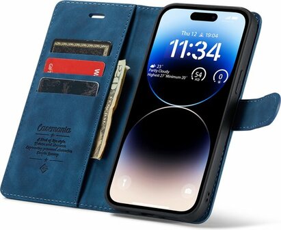 iPhone 14 Pro Max Navy Blue- 2 in 1 Book Case