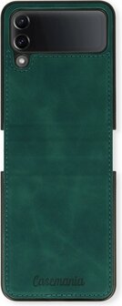 Samsung Z Flip 4 Emerald Green - Kunstlederen Back Cover