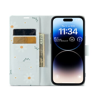 iPhone 14 Pro met Madeliefje Print - Book Case
