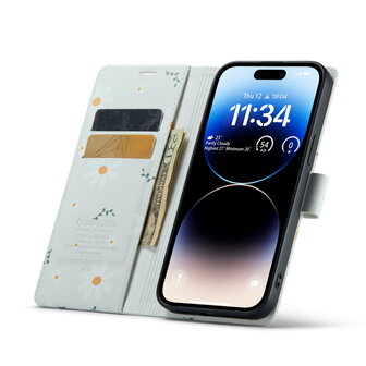 iPhone 14 Pro met Madeliefje Print - Book Case