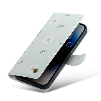 iPhone 14 Pro met Madeliefje Print - Book Case