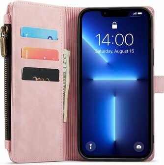 iPhone 13 Pro Pale Pink - Book Case met Rits