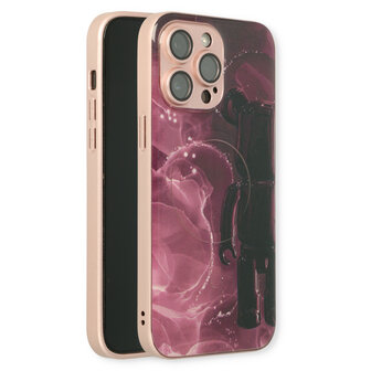 iPhone 14 Pro Rood - MagSafe TPU Marmer