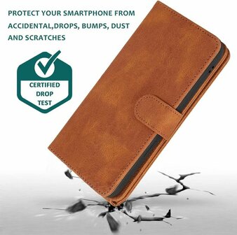 iPhone 13 Pro Bruin - Book Case met Rits &amp;amp; Extra Vakken