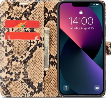 iPhone 13 Pro Beige - Slangen Book Case