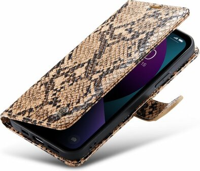 iPhone 13 Pro Beige - Slangen Book Case