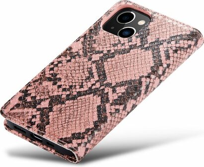 iPhone 13 Mini Roze - Slangen Book Case