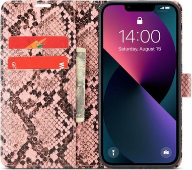 iPhone 13 Mini Roze - Slangen Book Case
