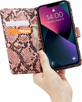 iPhone 13 Mini Roze - Slangen Book Case