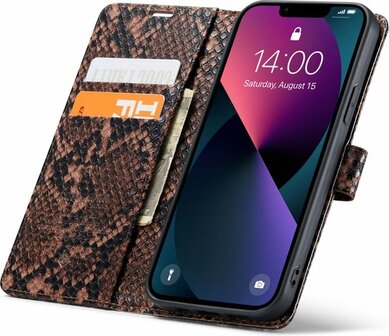 iPhone 13 Pro Bruin - Slangen Book Case