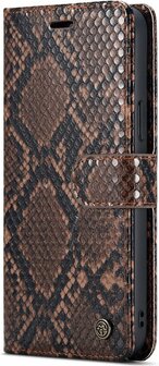 iPhone 13 Pro Bruin - 2 in 1 Slangen Book Case