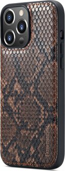 iPhone 13 Pro Bruin - 2 in 1 Slangen Book Case