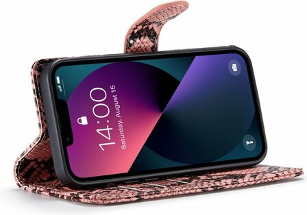iPhone 13 Roze - 2 in 1 Slangen Book Case