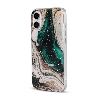 iPhone 16 Plus - Groen - Camera Marmer MagSafe Back Cover