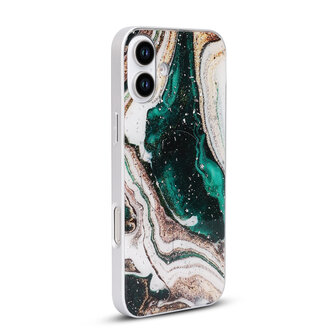 iPhone 16 Plus - Groen - Camera Marmer MagSafe Back Cover