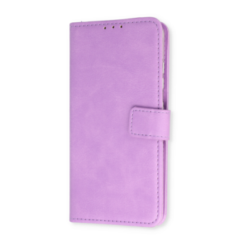 iPhone 15 - Book Case &amp;amp; Privacy Glas - Paars