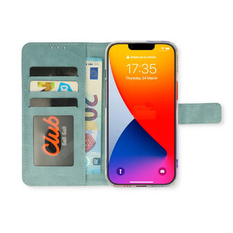 iPhone 15 - Book Case &amp;amp; Glas - Licht Blauw