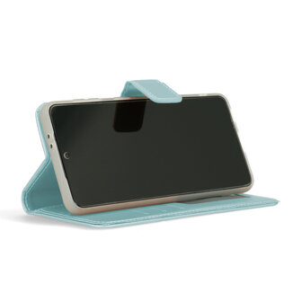 iPhone 15 - Book Case &amp;amp; Glas - Licht Blauw