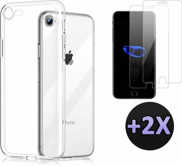 iPhone SE 2022-2020 - Back Cover &amp;amp; 2x Glas - Transparant