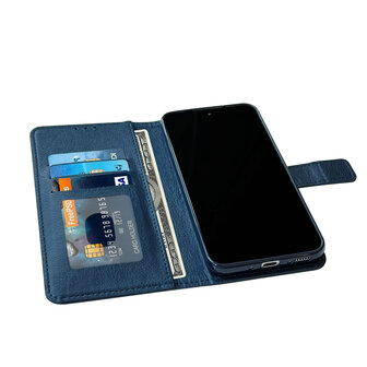 iPhone 15 Plus - Book Case &amp;amp; Glas - Blauw