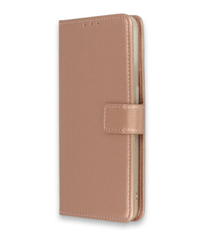 Moto G9 Plus - Book Case &amp;amp; Glas - Rosegoud