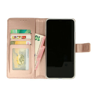 Moto G9 Plus - Book Case &amp;amp; Glas - Rosegoud