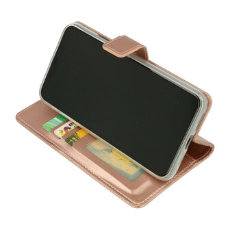 Moto G9 Plus - Book Case &amp;amp; Glas - Rosegoud