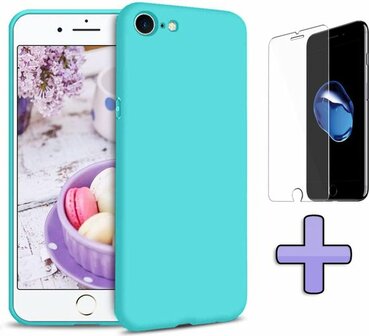 iPhone SE 2022-2020 - Back Cover &amp;amp; Glas - Turquoise