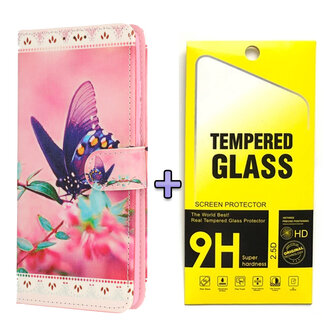 Samsung S25 Plus - Book Case &amp;amp; Glas - Vlinder