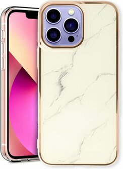 iPhone 13 Pro - Marmer Back Cover - Wit