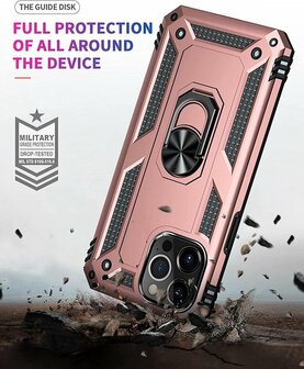 iPhone 13 Pro Rosegoud - Armor met Kickstand Ring