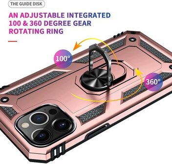 iPhone 13 Pro Rosegoud - Armor met Kickstand Ring