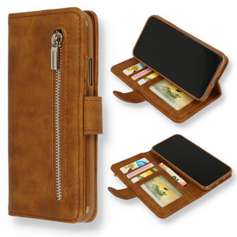 iPhone 16 - Bruin - Book Case met Rits