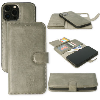 iPhone 13 Pro Grijs - 2 in 1 HQ Book Case met Extra Vakken