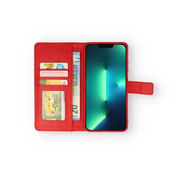 iPhone 13 Pro Max - Book Case &amp;amp; Glas - Rood